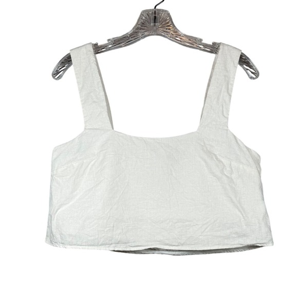 Show Me Your Mumu White Linen Cropped Tank Top, White, Size Small - Picture 1 of 6